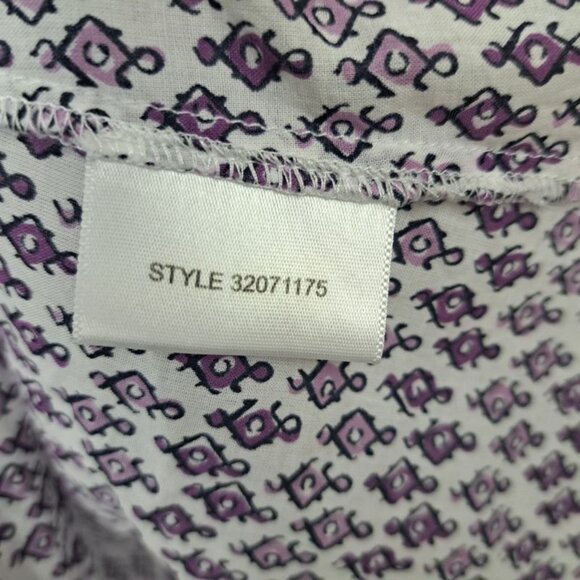 Tory Burch Purple & White Cotton Print with Lace Tunic Top Size 10 - Picture 8 of 9